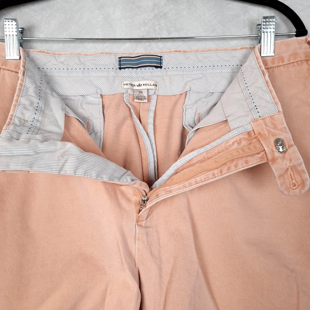 Peter Millar Shorts Mens 34/35 Orange Pima Cotton Chino 8" Myopia Hunt Club Fox - Picture 4 of 15